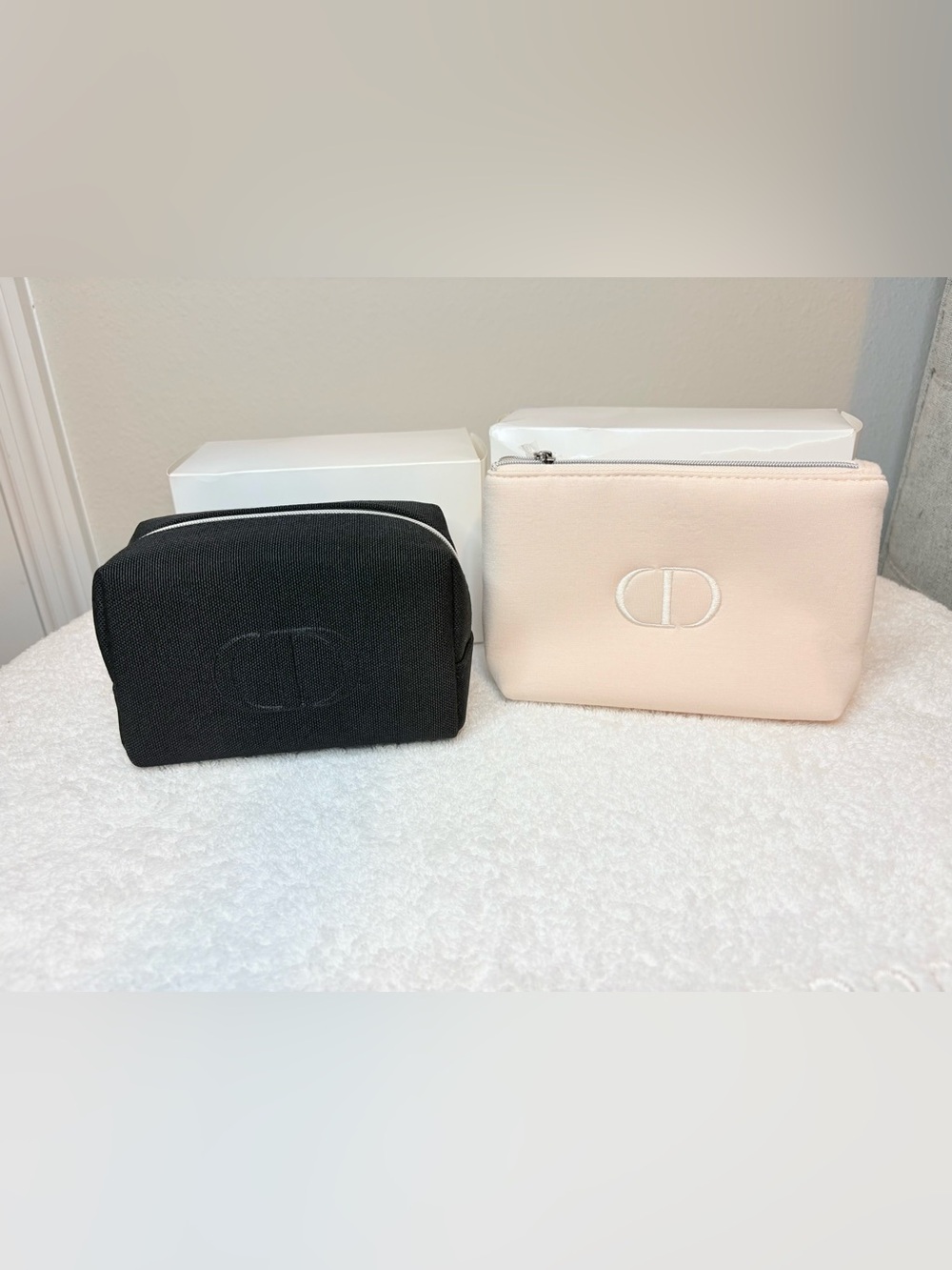 DIOR Black and Blush Cosmetic Travel Pouches